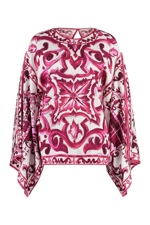 Printed silk blouse-0